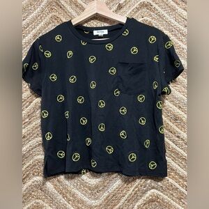 SPEECHLESS Big Girl's Peace Embroidery Black Short Sleeve, Size XL, NEW no tag